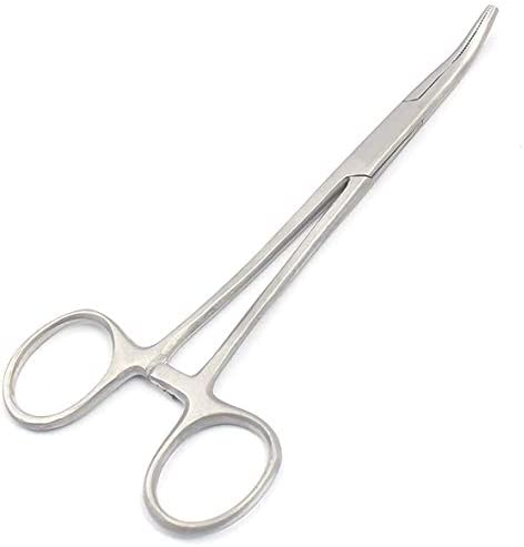 Apical Set of Kelly Forceps Locking Tweezers Clamp, Silver, Straight &Curved, 5-1/2 Inch